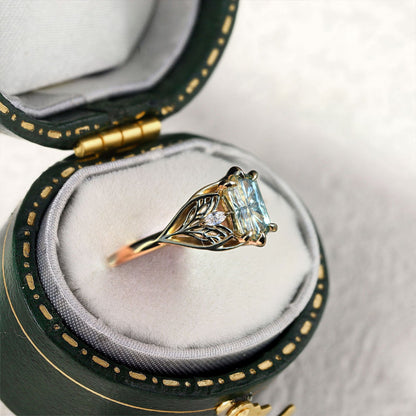 Unique Elvindell Three Stone Hexagon Starbrite Lab sapphire Ring