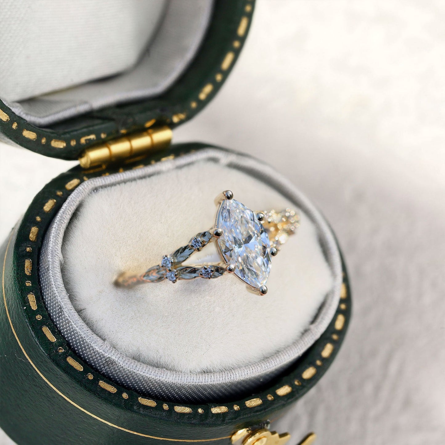 Unique Willow Marquise Moissanite Engagement Ring
