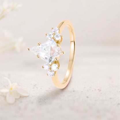 Unique Kite Moissanite Engagement Ring Cluster Promise Ring