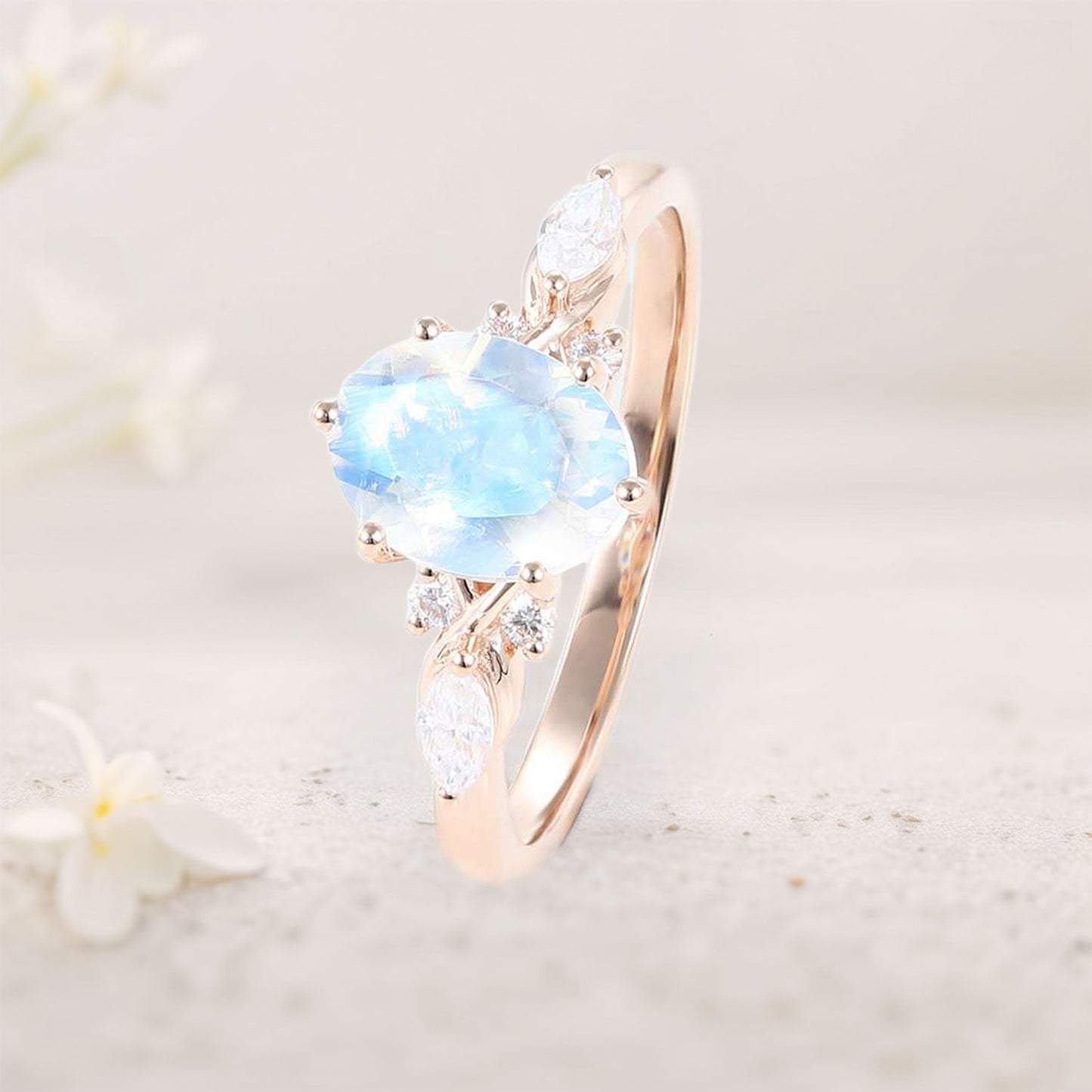 Vintage Oval Lab Moonstone Ring Vintage Engagement Rings Anniversary Gift