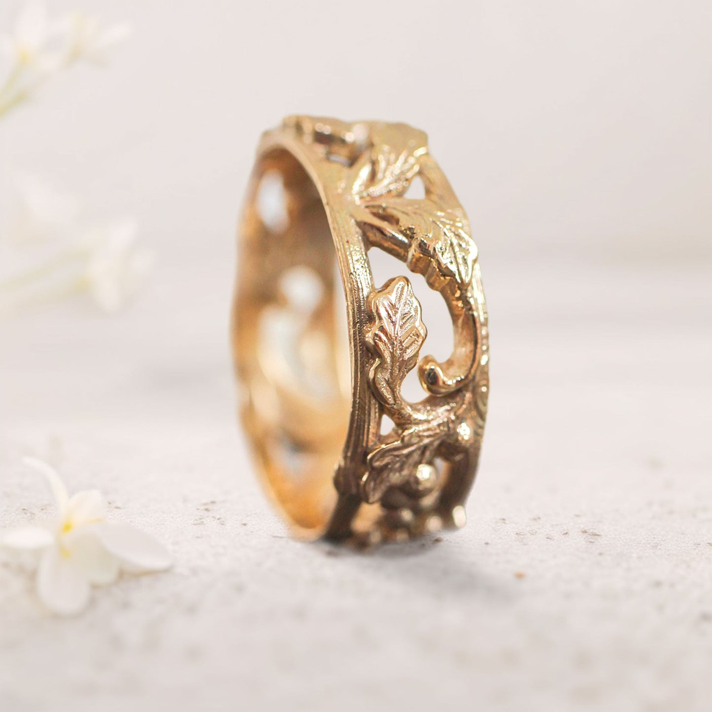 Unique floral engagement rings Oak Leaves and Acorns Ring Wedding Band For Men