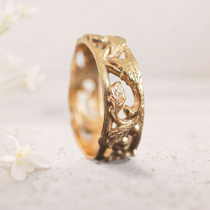 Unique floral engagement rings Oak Leaves and Acorns Ring Wedding Band For Men