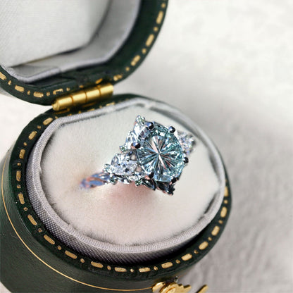 Vintage Briar Rose Starbrite Cut Oval Lab Sapphire and Moissanite Ring