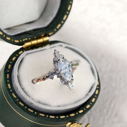 Unique Briar Halo Marquise Moissanite Ring