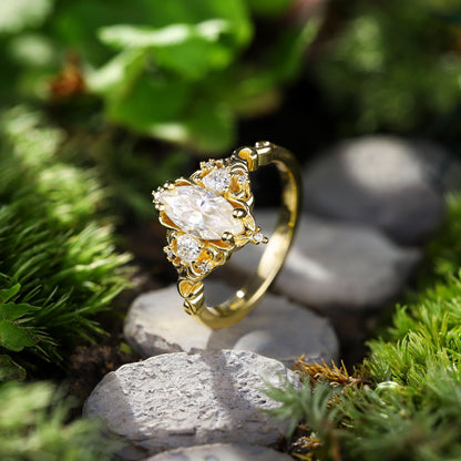 Unique Aurora Three Stone Marquise Moissanite Ring