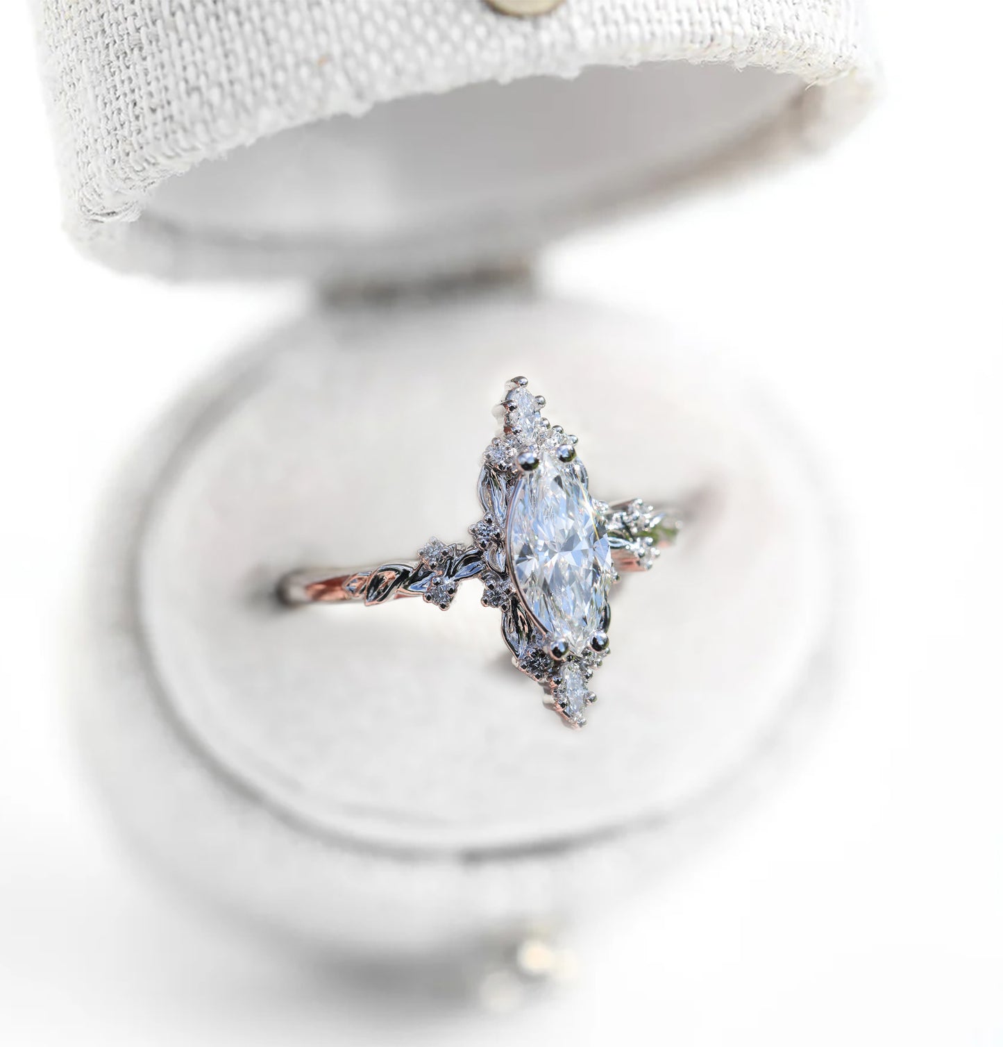 Unique Briar Halo Marquise Moissanite Ring