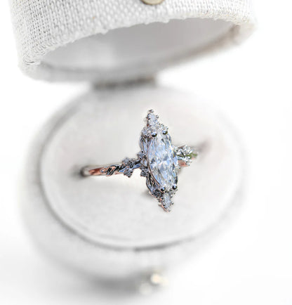 Unique Briar Halo Marquise Moissanite Ring
