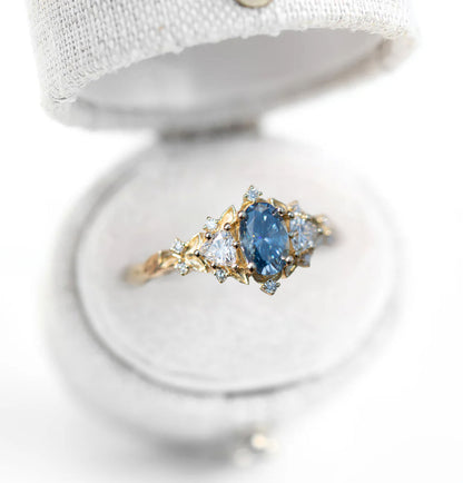 Unique Celeste Rose Oval Grey Moissanite Ring