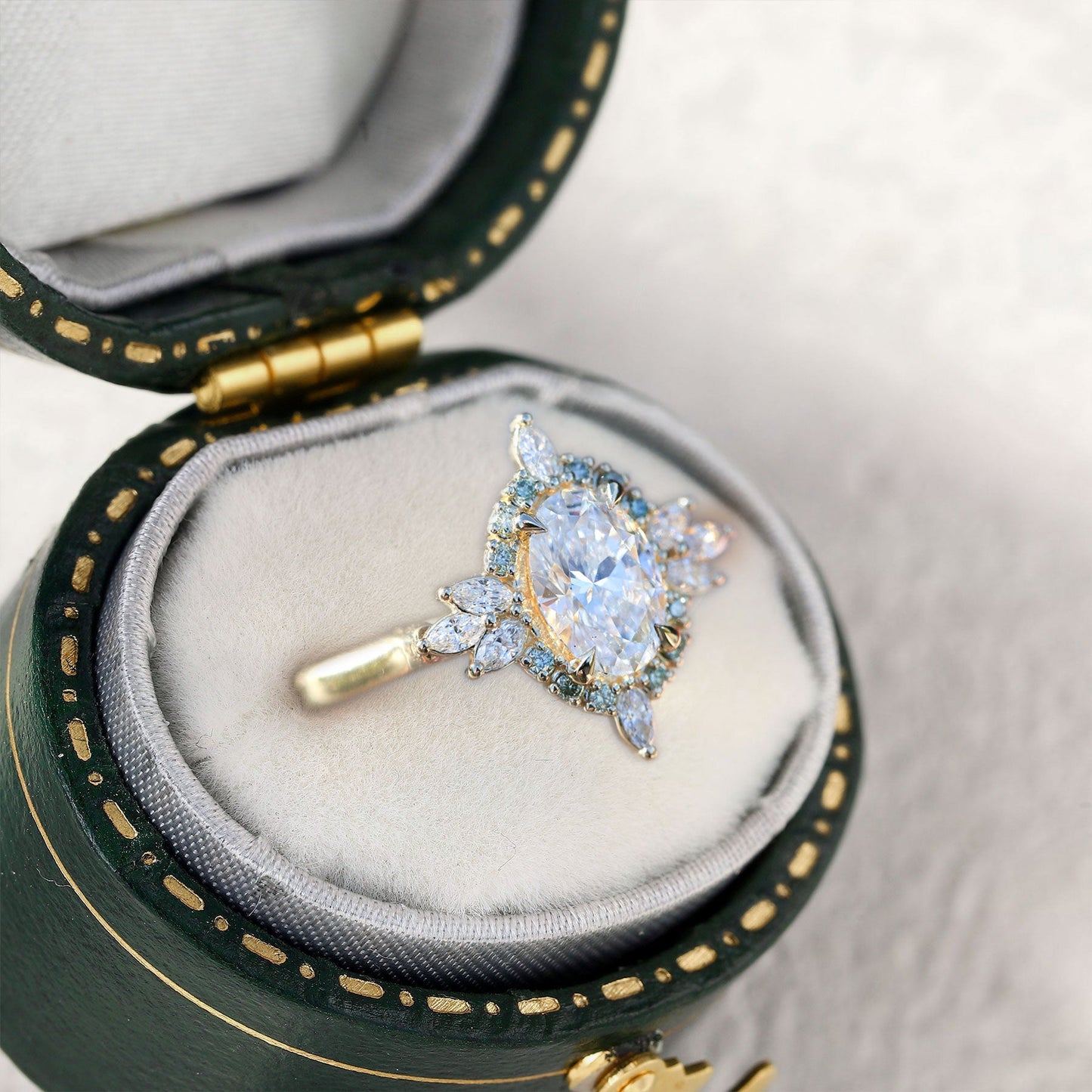 Unique North Star Oval Moissanite Ring