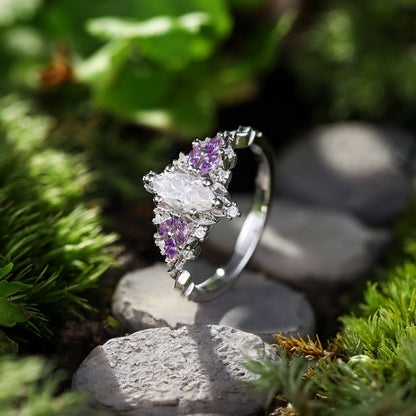Unique floral engagement rings Starlight Marquise Moissanite Ring