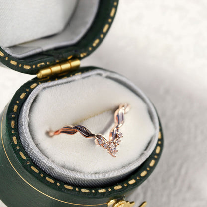 Unique floral engagement rings Marquise Moissanite Wedding Band