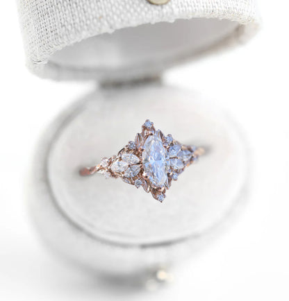 Unique Starlight Marquise Moissanite Ring