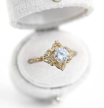 Unique Aurora Round Moissanite Ring