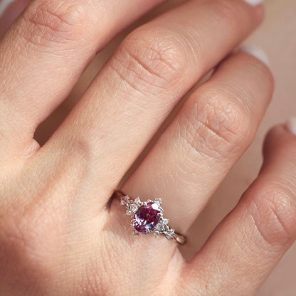 Vintage Briar Rose Oval Lab Alexandrite Engagement Ring