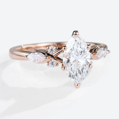 Unique Marquise Moissanite Engagement Ring Bridal Ring