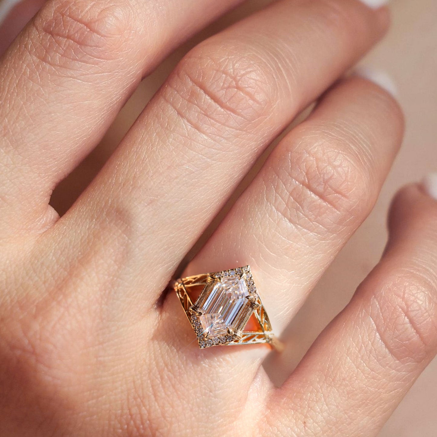 Unique Marquise Moissanite Engagement Ring