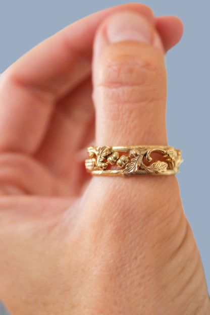 Unique floral engagement rings Oak Leaves and Acorns Ring Wedding Band For Men