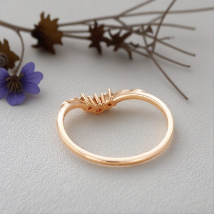 Unique Round Moissanite Wedding Band Art-deco Moissanite Engagement Ring