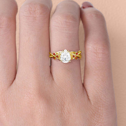 Unique floral engagement rings Pear Moissanite Rose Flower Inspired Engagement Ring