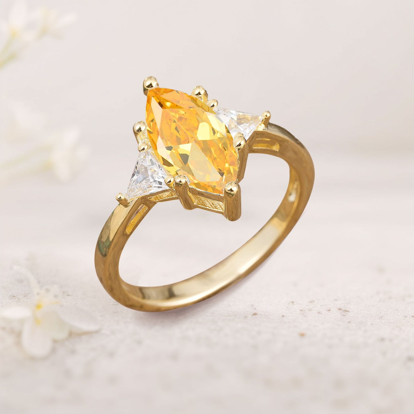 Vintage Three Stone Oval Citrine engagement ring