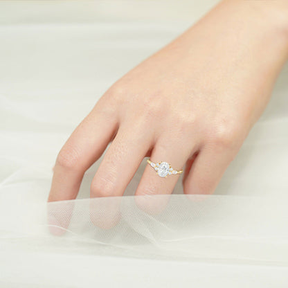 Vintage Oval Moissanite Engagement Ring Cluster Wedding Ring