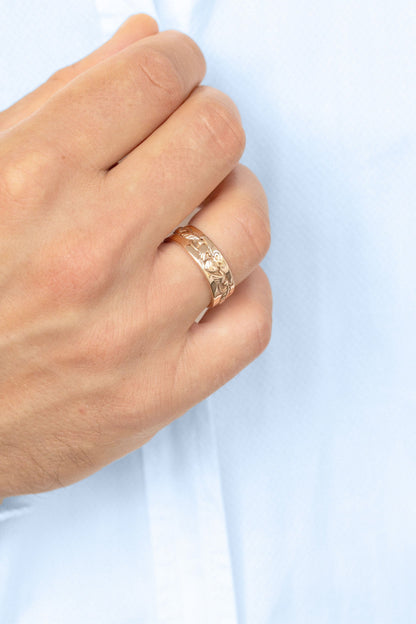 Unique floral engagement rings Gold Claddagh Wedding Band For Men