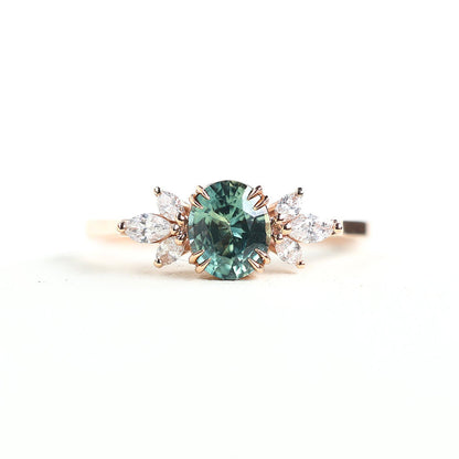 Unique Briar Oval Light Green Lab Sapphire Ring