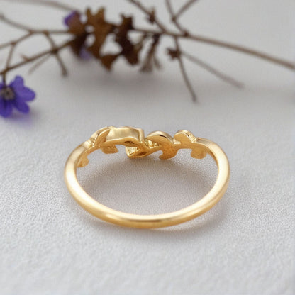 Unique Marquise Moissanite Wedding Band Leaf Moissanite Engagement Ring