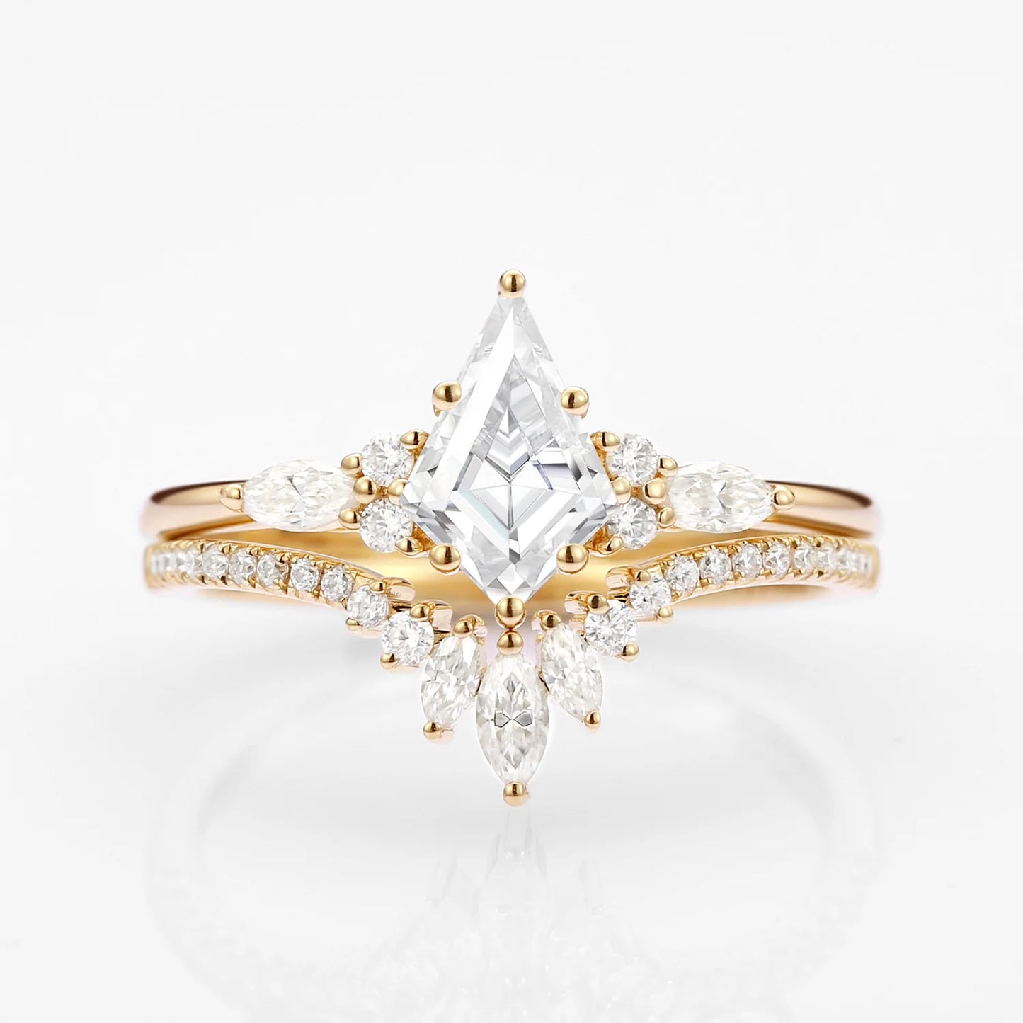 Unique floral engagement rings Kite Moissanite Classic Engagement Ring Set