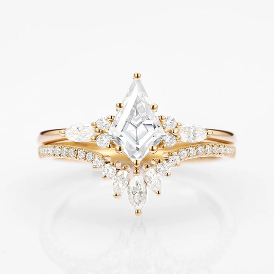Unique floral engagement rings Kite Moissanite Classic Engagement Ring Set