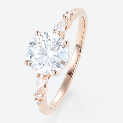 Unique Round Moissanite Engagement Rings Minimalist Bridal Ring