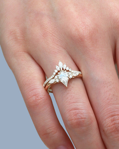 Unique floral engagement rings Kite Moissanite Classic Engagement Ring Set