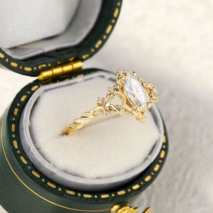 Unique Briar Moon Marquise Moissanite Ring