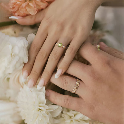 Unique Pear Citrine Couple Promise Engagement Ring Wedding Ring Set