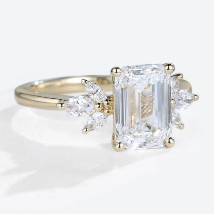 Vintage Emerald Cut Moissanite Engagement Ring Bridal Ring