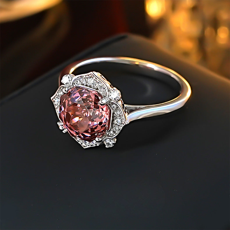 Vintage Rose Design 18K White Gold Plated Engagement Ring