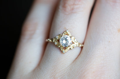 Unique Aurora Round Moissanite Ring