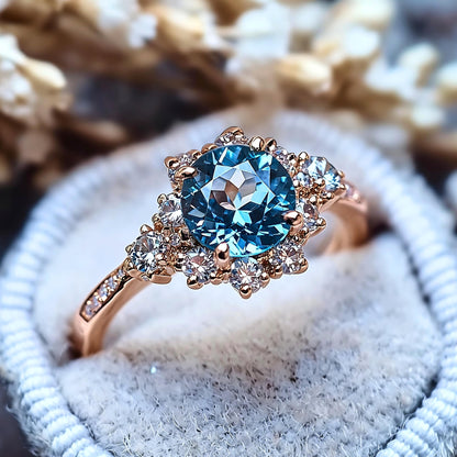 1.5ct Round Blue Moissanite Ring