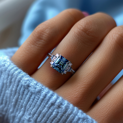 Glacier Glow Ring 2ct Asscher Cut Flawless Moissanite Ring