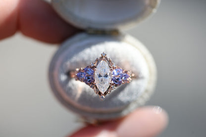 Unique floral engagement rings Starlight Marquise Moissanite Ring