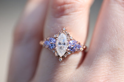 Unique floral engagement rings Starlight Marquise Moissanite Ring