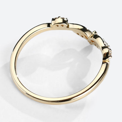 Unique Round Moissanite Wedding Band Curved Stacking Ring