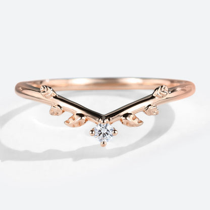 Unique Round Moissanite Stacked Wedding Rings Branch Wedding ring