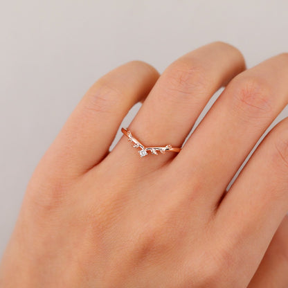 Unique Round Moissanite Stacked Wedding Rings Branch Wedding ring