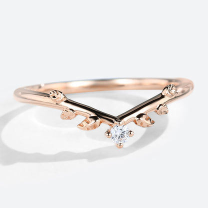 Unique Round Moissanite Stacked Wedding Rings Branch Wedding ring