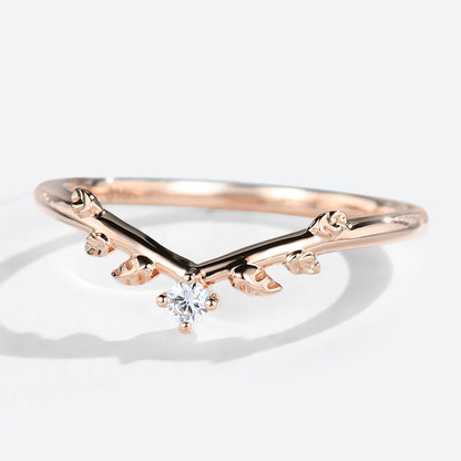 Unique Round Moissanite Stacked Wedding Rings Branch Wedding ring