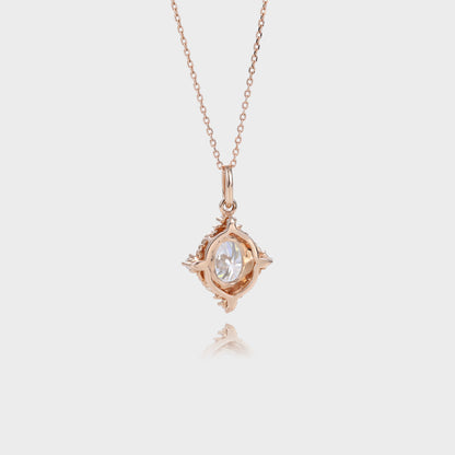 Unique Oval Moissanite Necklace Unique Filigree Pendant Necklace