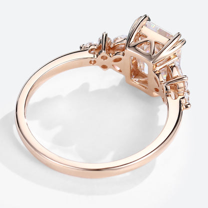 Vintage Emerald Cut Moss Agate Engagement Ring