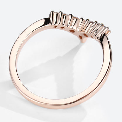 Unique Kite Moissanite Curved Wedding Band Moissanite Stacked Wedding Ring