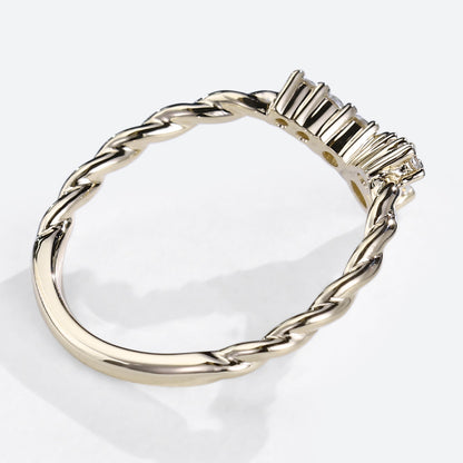 Unique Eternity Twisted Marquise Moissanite Curved Matching Wedding Band